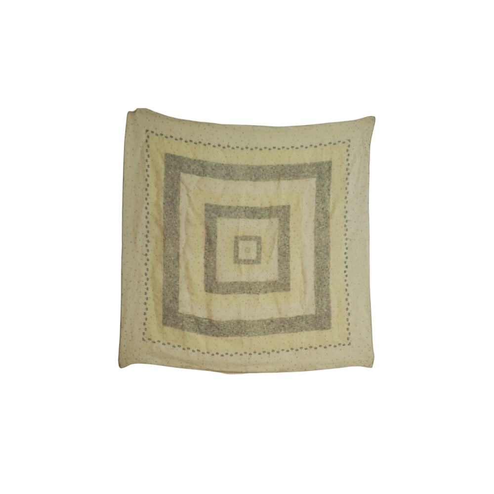 Vintage Sheer Square Scarf Cream Gray Geometric Polka Dot Mod Neck Wrap 31x31